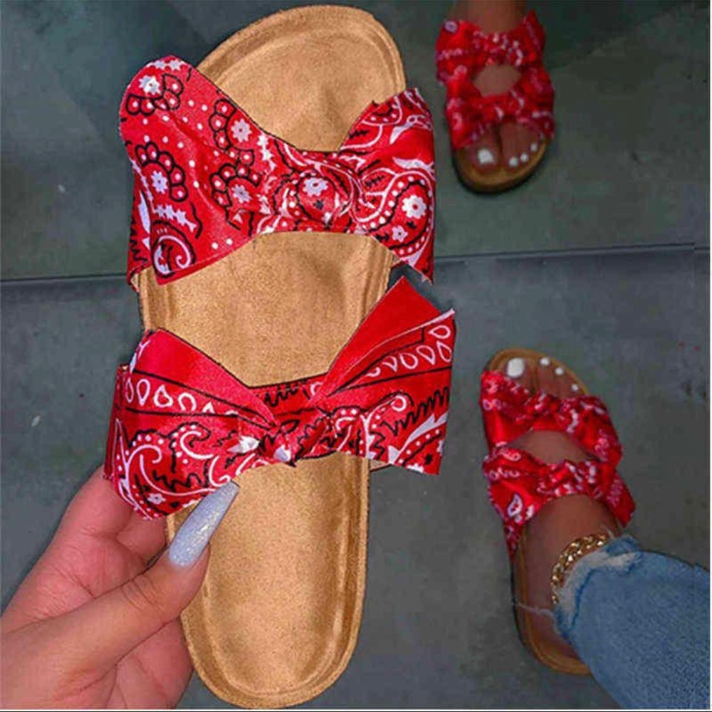 Red Bandana Slides size 8